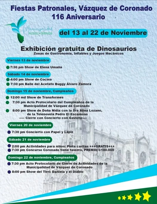 Fiestas Patronales, Vázquez de Coronado 116 Aniversario